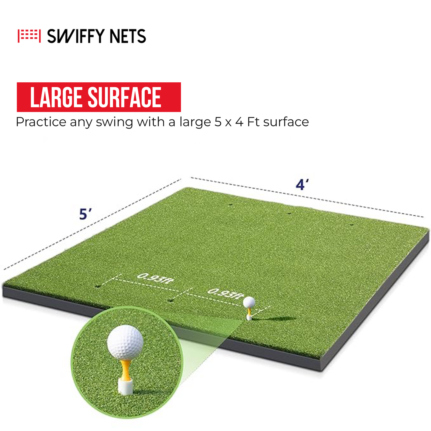 Swiffy 5 x 4 Ft Premium Artificial Grass Golf Hitting Mat (New Product)